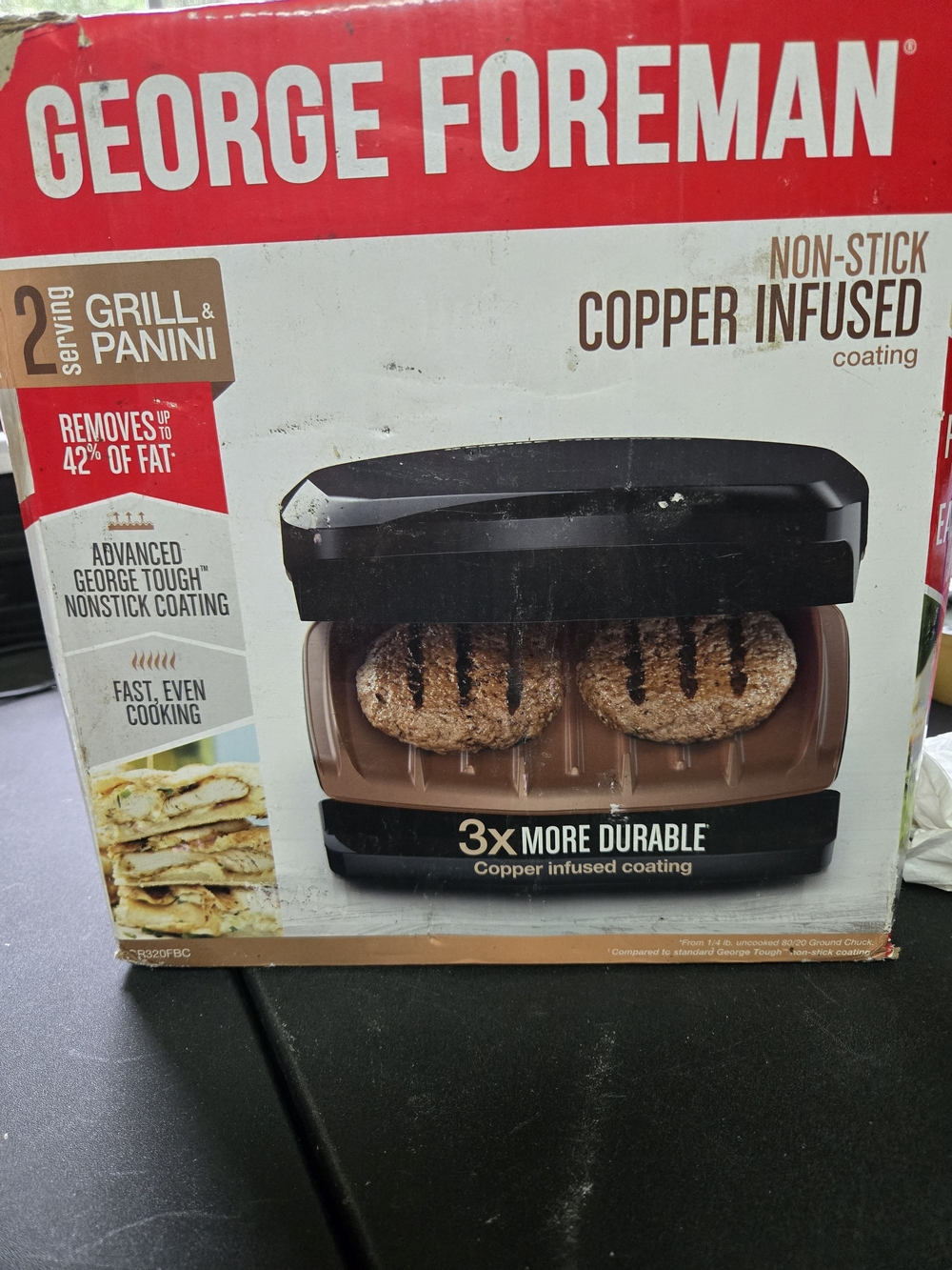 George Foreman Copper-Infused Non-Stick Grill & Panini - Black and Copper